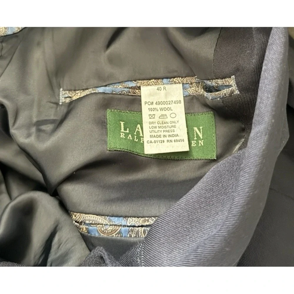 Lauren By Ralph Lauren Sport Coat Blazer Mens 40R Blue Green Label 100% Wool